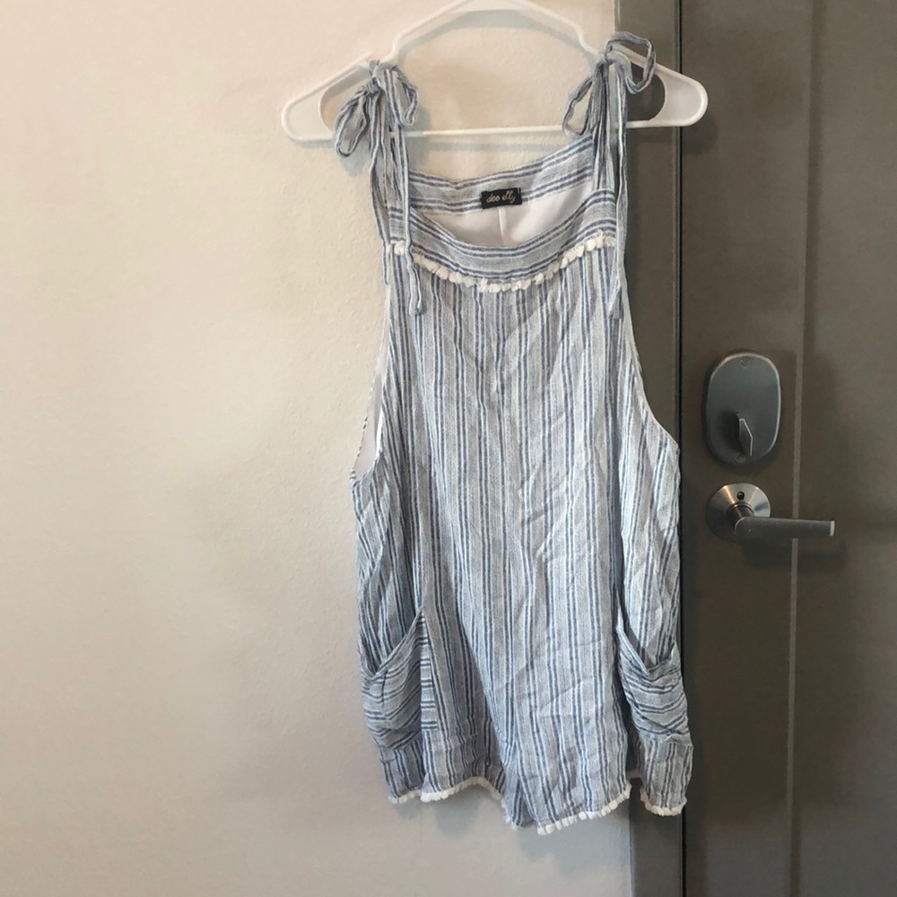 Blue and white romper